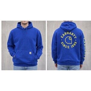 Carhartt Rain Defender S Loose-Fit Hoodie Workwear Streetwear Graphic Work EUC